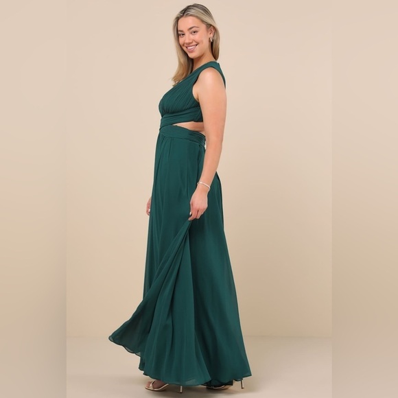 LULU’S Vivid Imagination Emerald Green Cutout Maxi Dress - Picture 10 of 14